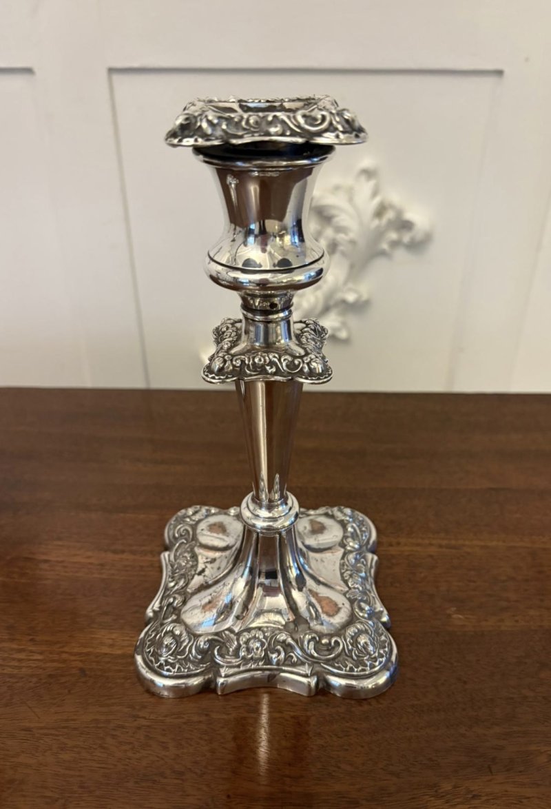 Pair of Antique Edwardian Quality Sheffield Silver Plated Candlesticks - Image 9